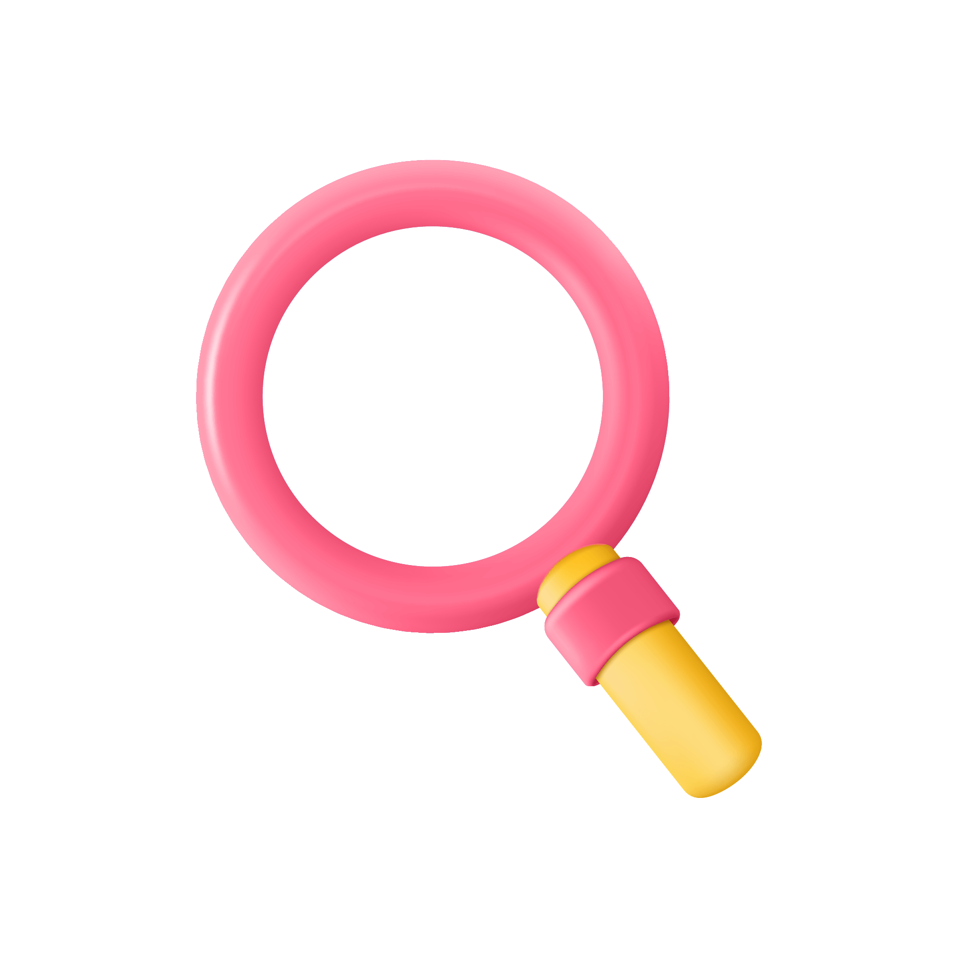 Illustration einer Lupe in Rosa und Gelb als Symbol für Transparenz
